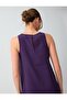 Purple Round Neck Loose Cut Short Dress - 3