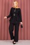 Belden Allerlli Gold Brooch and Trousers Two-Piece Suit Black - 3
