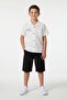 Ecru Summer Back-Printed Boys' Linen Shirt and Shorts 2 Sets 24038 - 2