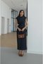 Navy Blue Denim Dress with Buckle Detail at the Waist