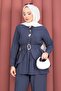Belden Allerlli Gold Brooch and Trousers Two-Piece Suit Indigo - 2