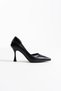 Women's Black Leather Heeled Shoes Fs08Ms45N - 6