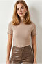 Women's Beige Overlock Stitching Detailed Wrinkled Blouse Blz-19003346 - 3
