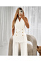 Double-Breasted Collar Gold Buttoned Vest Trousers Blazer Suit