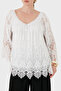 Lace Paneled and Stone Detailed V-Neck Blouse Bluz 6901107 - 6
