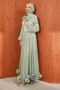 Mint Green Shoulder Detail Ruffled Skirt Evening Dress - 5