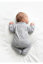 Baby Boy Gray Melange Textured High Collar Seasonal Combed Cotton Jumpsuit - 2