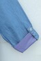Tencel Denim Dress with Buttoned Collar, Pockets, Folded Sleeves and Garnish - Blue - 5
