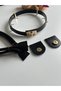 Leather Magnet Artificial Leather Set with Belt and Pelican Handle for Knitted Bags, Black Color
