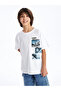 Lcw Kids White Oversize Crew Neck Boys T-Shirt