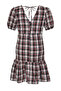 Plus Size Plaid Print Puffy Sleeve Low Waist Dress - 3