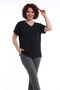 Women's Black Plus Size V-Neck Comfortable T-Shirt - 3