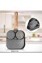 3-Section Non-Stick Divided Frying Pan, Grey Granite Finish, Wooden Handle, 35x18cm, for Breakfast Cooking - 2