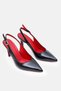 Black Patent Leather Pointed Toe Open Back Classic Women's Heeled Shoes - 5