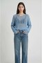 Women's Baby Blue Ripped Detailed Loose Knit Sweater Bohemian Pinterest Style Openwork