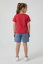 Red Floral Embroidered T-Shirt and Jean Shorts Girls' 2-Piece Set 24056 - 4