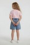 Pink Beautiful Written Embroidered Jean Shorts for Girls 2-Piece Set 24059 - 5
