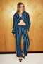 Bexley Women's Regular Fit 100% Organic Cotton Navy Blue-Striped Trousers - 3