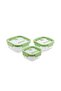 Green 3-Piece Square Storage Container Set with Glass Lid - 5