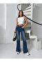 Tint-Processed Belted High Waist Spanish-Style Flare Denim Pants