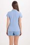 Women's Slim Fit 100% Cotton Polo Collar Bluepike T-Shirt - 8