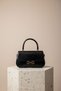 Gold Buckle Detailed Galvin Women's Crossbody Bag Patterned Black