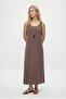 Women's Vernon Woven Modal Sleeveless Midi Casual Brown Dress - 4