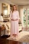 New Season Pink Design Flounce Sleeve Summer 100% Cotton Full Length Maternity Maternity Dressing Gown Nightgown Set of 2