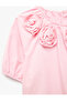 Cotton Pack Short Balloon Sleeve Rubber Detailed Crew Neck Floral Poplin Blouse - 5