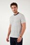 Striped men's t-shirt 4039 ecru-indigo striped - 3