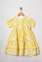 Girl's Yellow Floral Patterned Layered Ruffle Short Sleeve Dress - 2