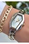 Chain Model-Steel Cord-Women's Wristwatch-Gold Silver Color-2 Years Warranty-Bracelet Gifted Hmj4Fc2 - 3