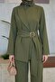 Khaki Double Suit with Gold Buckle Fastening - 4