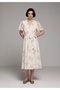 Regular Fit Metraj Printed Women's Pink Short Sleeve Dress