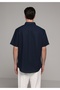 Regular Fit Shirt Neck Plain Men's Navy Blue Long Sleeve Shirt - 2