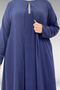62016 Plus Size Sandy-Chiffon Dress with Stone Detail - Navy Blue - 2