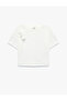 Floral Appliqué Cotton Short Sleeve Crew Neck T-Shirt - 3