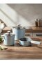 ,5pc cooking set,glass lid,integrated hand,non stick,suitable all kind of stove,Light Blue