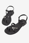Women's Black Comfortable Fit Stone-Embellished Flip-Flop Sandals - 4