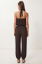 Halter Neck Blouse Pants Crinkle Set Lfw0027 Brown - 7