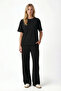Morena Women's Elix Modal Touch Crew Neck Elastic Waist Pocketed Black Top and Bottom Set - 3