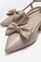 Women's Bow Tie Open Back Heeled Sandals Beige Yanki̇ - 5