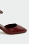 Skeap Buckle Croco Short Women's Burgundy Heeled Shoes - 3