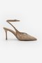 Women's Stiletto Ankle Strap Lace Embroidered Mesh Classic Heeled Shoes Limez Beige - 3