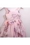 Lilac Floral Patterned Long Girls' Dress with Back Detail - 3