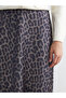 Leopard Patterned A-Line Satin Skirt with Elastic Waist - 3