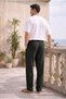Men's Summer Beige Color Cotton Chino Trousers - 4