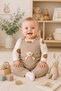 Baby Girl/Boy Set with Teddy Bear Patterned Overalls, 2-Piece Seasonal Baby Set - 5