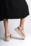 Zlohe Thick Buckle Stone Striped Orthopedic Sole Women's Sandals Ckt - Cream - 3