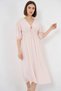 Women's V-Neck Gathered Waist Viscose Powder Dress